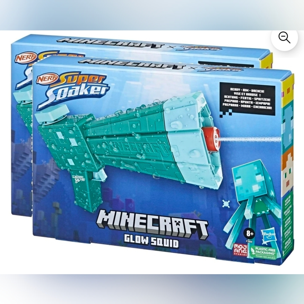 2 Minecraft Glow Squid Nerf Soaker Water Pistol Guns Outdoor Summer Fun